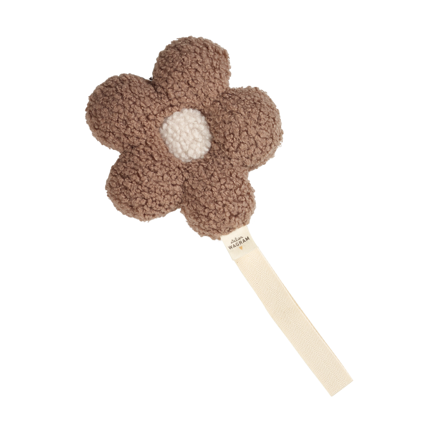 Attache-tétine - Fleur Sherpa beige