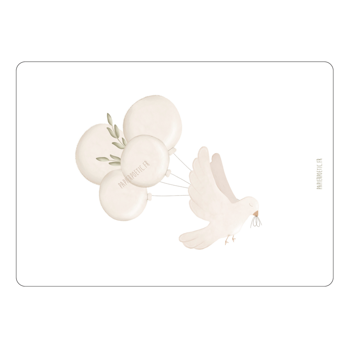 Carte Baptême - Colombe & Ballons