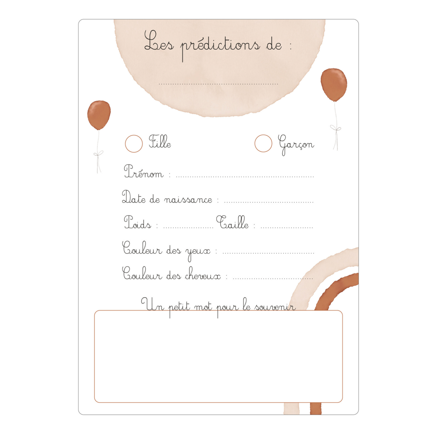 Cartes Baby Shower - Pronostics bébé "Bohème"