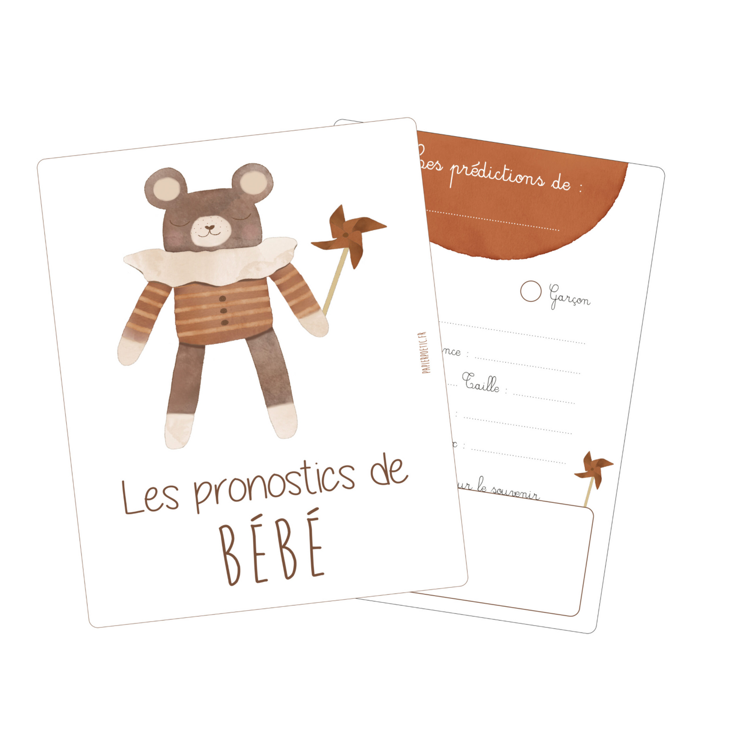 Cartes Baby Shower - Pronostics bébé "Ourson"