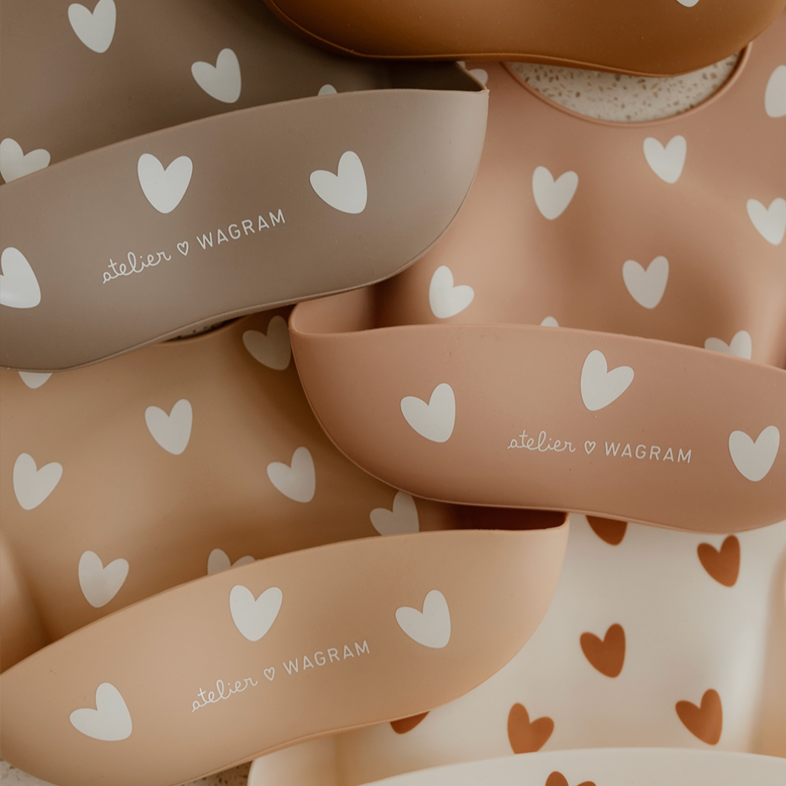Bavoir Coeurs - Nougat