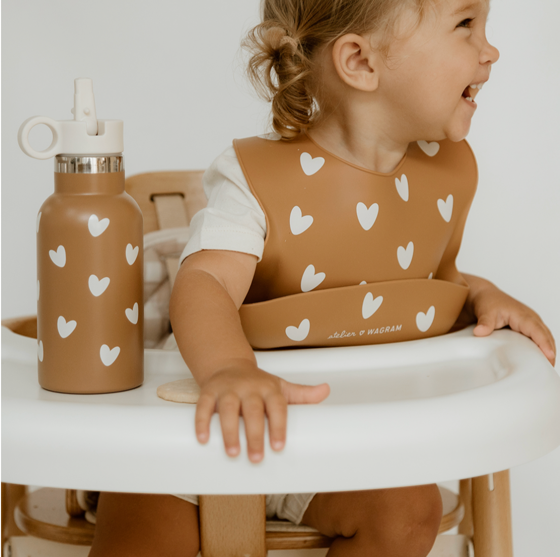 Bavoir Coeurs - Caramel