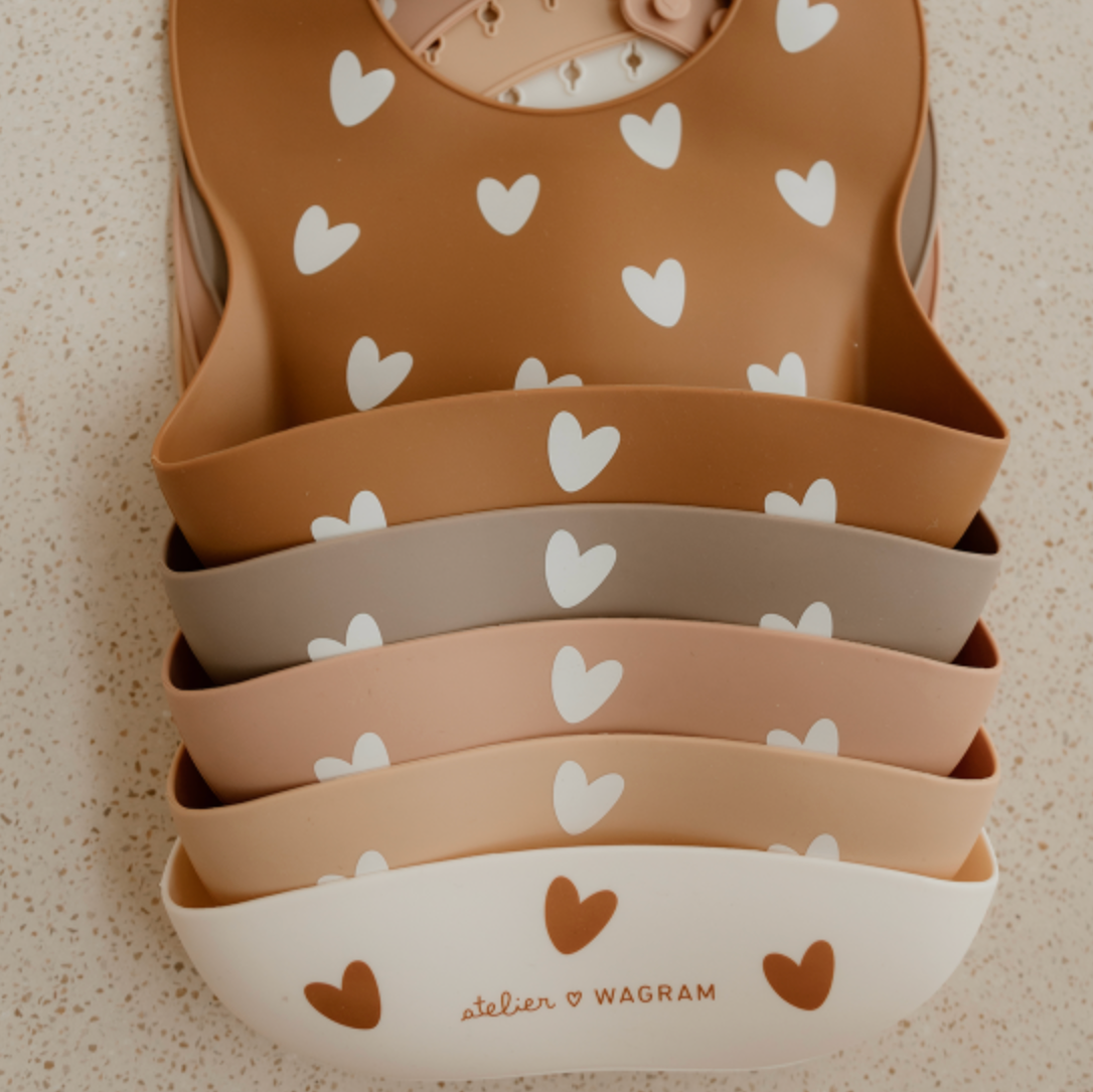 Bavoir Coeurs - Caramel